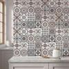 Kitchen Bathroom Wall Stickers 3Pcs 2D Retro Floral Tile Stickers, Self-Adhesive Waterproof Oil Proof Water Resistant Covers Decals, Peel &