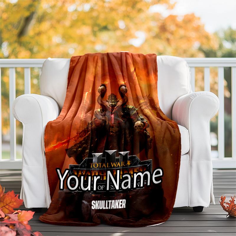 Custom Name Total War Warhammer Theme Printed Blanket - Perfect for Couch, Bed, Travel & Outdoor Use | Machine Washable, Cozy & Durable.