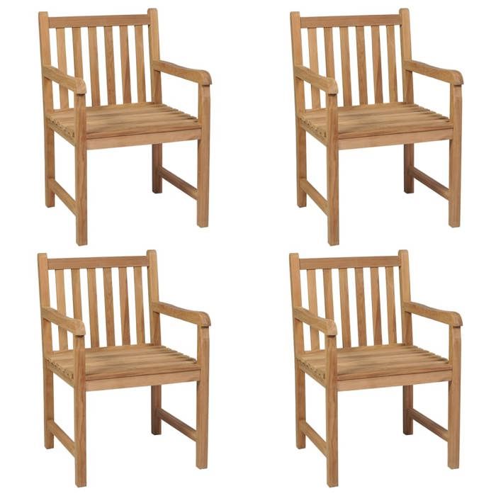 Maison Exclusive - Chaises de jardin lot de 4 et coussins vert Bois de teck solide