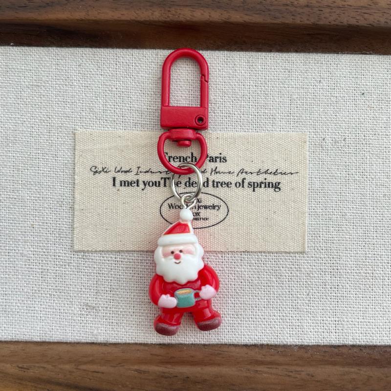 1/5Pcs Cartoon Elk Santa Claus Pendant Keychain Cute Resin Ornament for Student Backpack Christmas Party Small Gift Idea