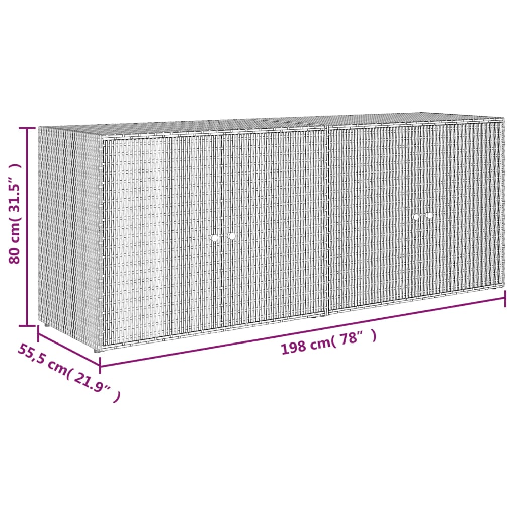 Vidaxl Armadietto da Giardino, Grigio, 198X55,5X80 Cm, Rattan PE