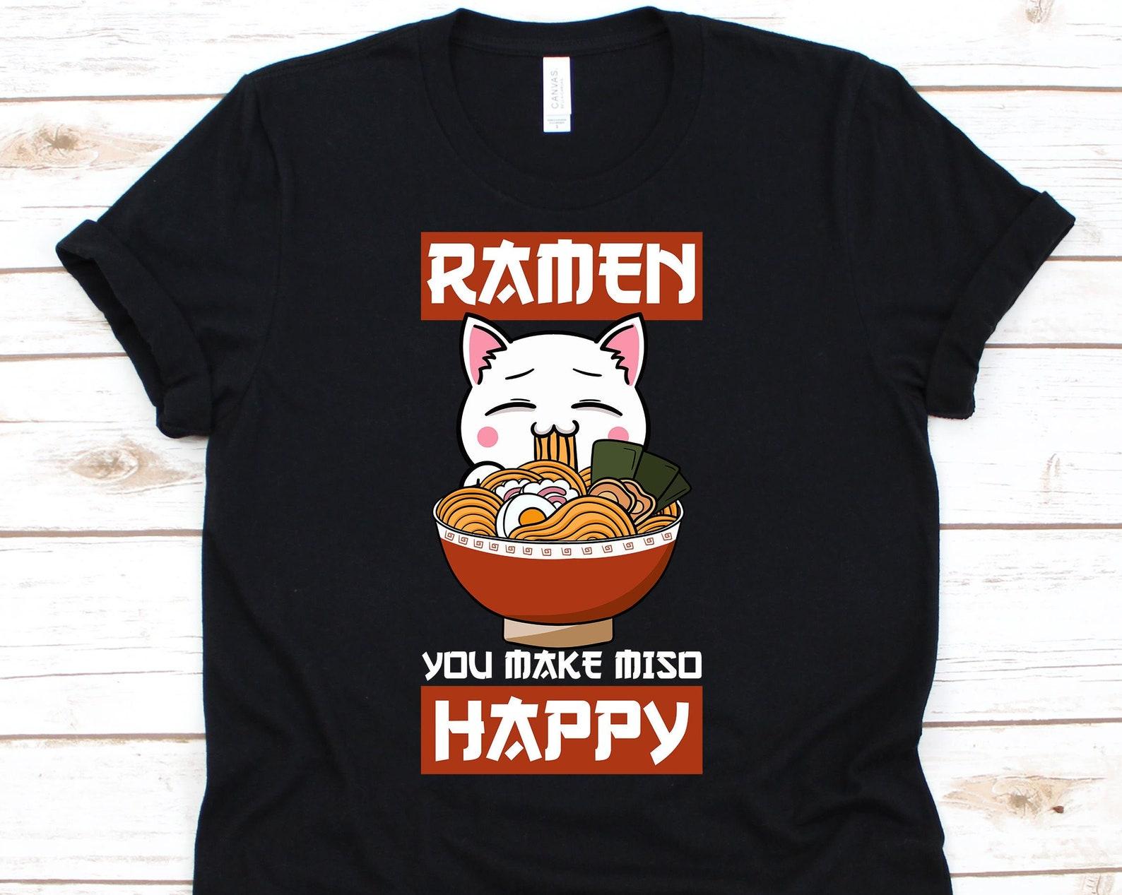Ramen Cat, Miso, Japanese Noodle, Ramen T-Shirt, Ramen, Chopstick Shirt, I Love Ramen, Ramen Gifts, Ramen Lover T-Shirt S