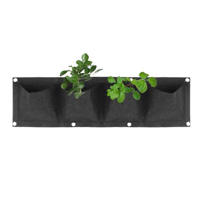 Bolsas de Plantación Colgantes de Pared de 4 Bolsillos Jardinería Flores Maceta para Cultivar Plantas Maceta Verduras Bolsas de Pared Negras Herramientas para el Hogar