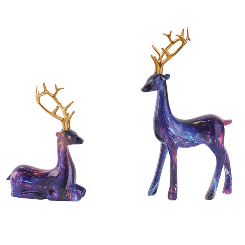 Resin Couples Elk Desktop Decor Gold Reindeer Animal Office Decoration Indoor Home Room Ornaments Table Craft Home Decoration