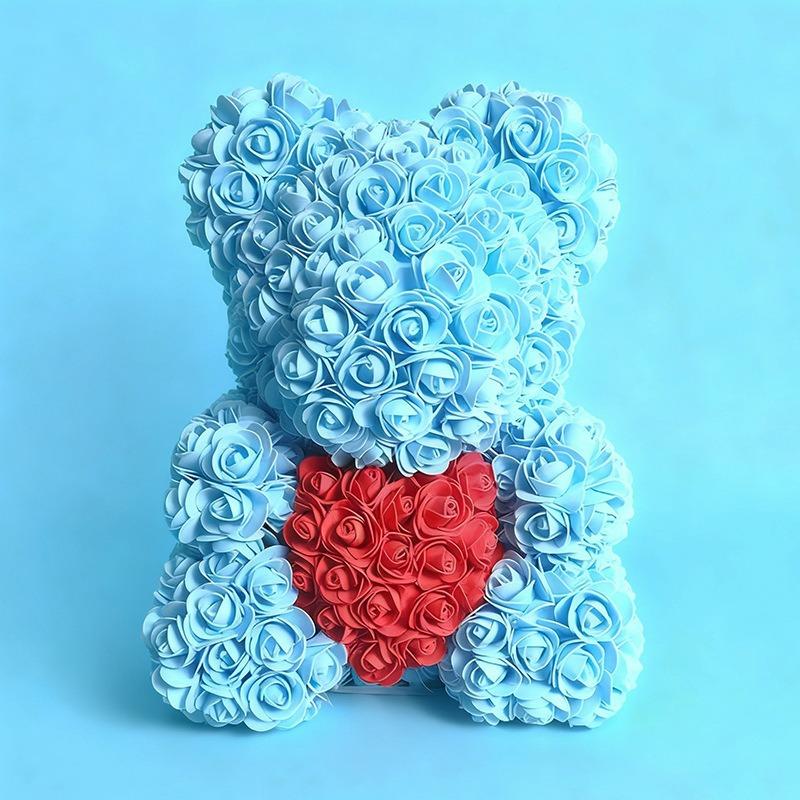 

Eternal flower rose bear to give girlfriend Qixi Festival Valentine s Day gift birthday gift creative doll bouquet ornament little bear【25cm】