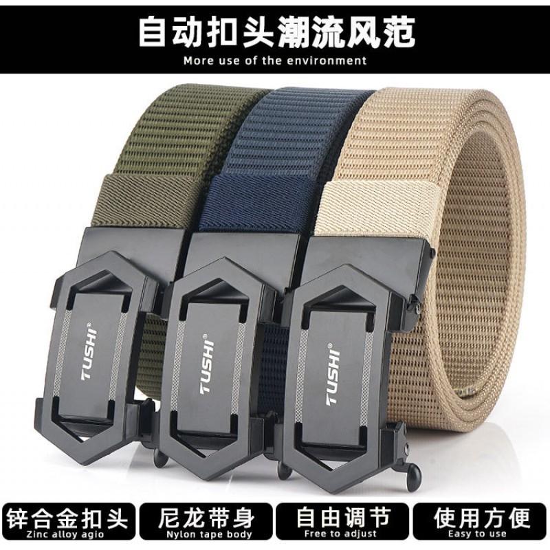 2020 Toothless Hollow Automatic Buckle Belt Outdoor Casual Nylon Youth Men's Pants