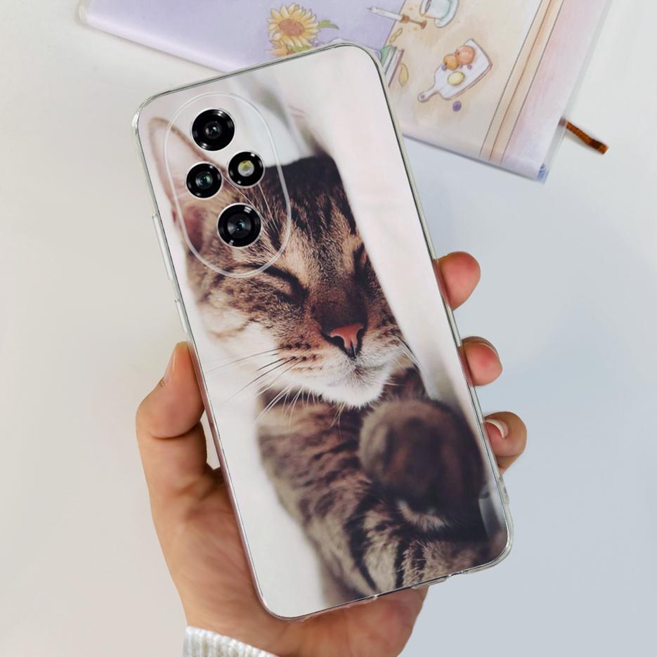 For Honor 200 Pro Case ELP-AN00 Cute Cat Painted Cover Clear Silicone Phone Case For Honor 200 Lite Honor200 Pro Soft TPU Fundas