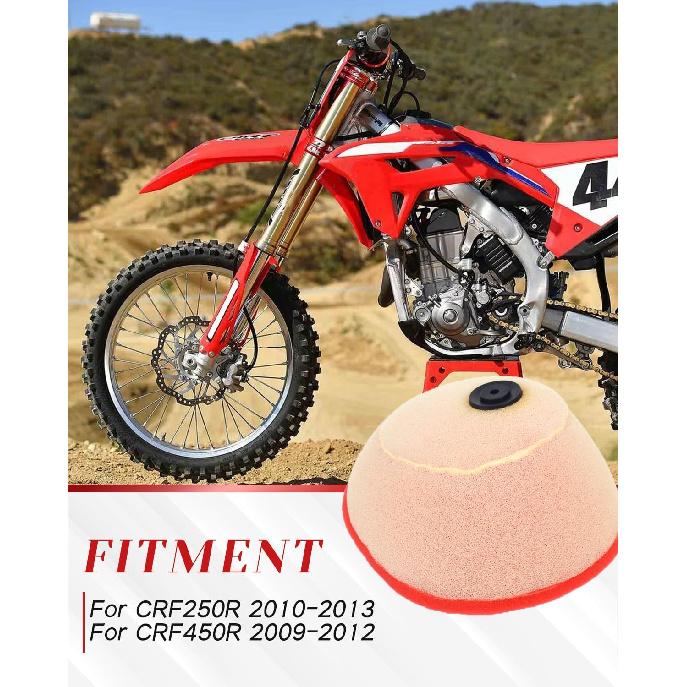 

Dirt Bike Air Filters Filter Cartridge Intake Cleaner for CRF250R 2010-2013, CRF450R 2009-2012 Motorcycle
