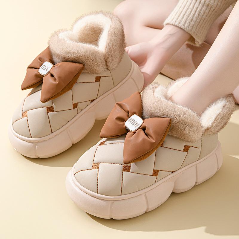 Nová zimní taška na patě bavlněné boty dámské vysoký podpatek tlustá podrážka voděodolné a protiskluzové vnitřní domácí teplé módní bavlněné boty venkovní nošení