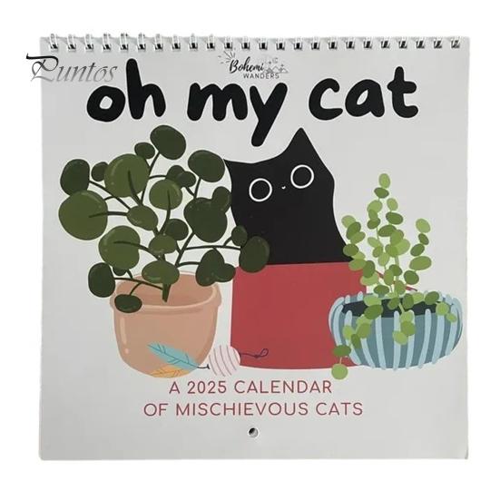 

Кошачий настенный календарь 2025 года, симпатичное настенное украшение для кошек, напоминание о праздниках, днях рождения, ежедневник, планировщик расписания для домашнего офиса, декор A