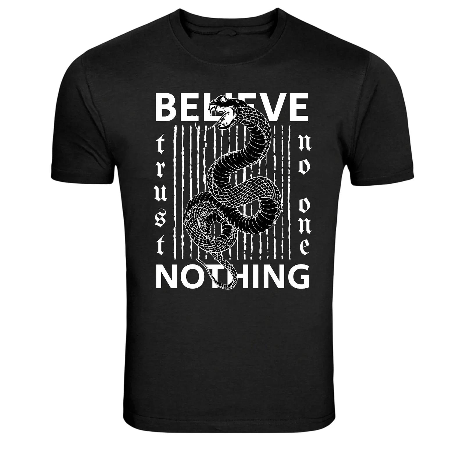 Trust Nothing Snake Dark Motivational Graphic T-Shirt XXL