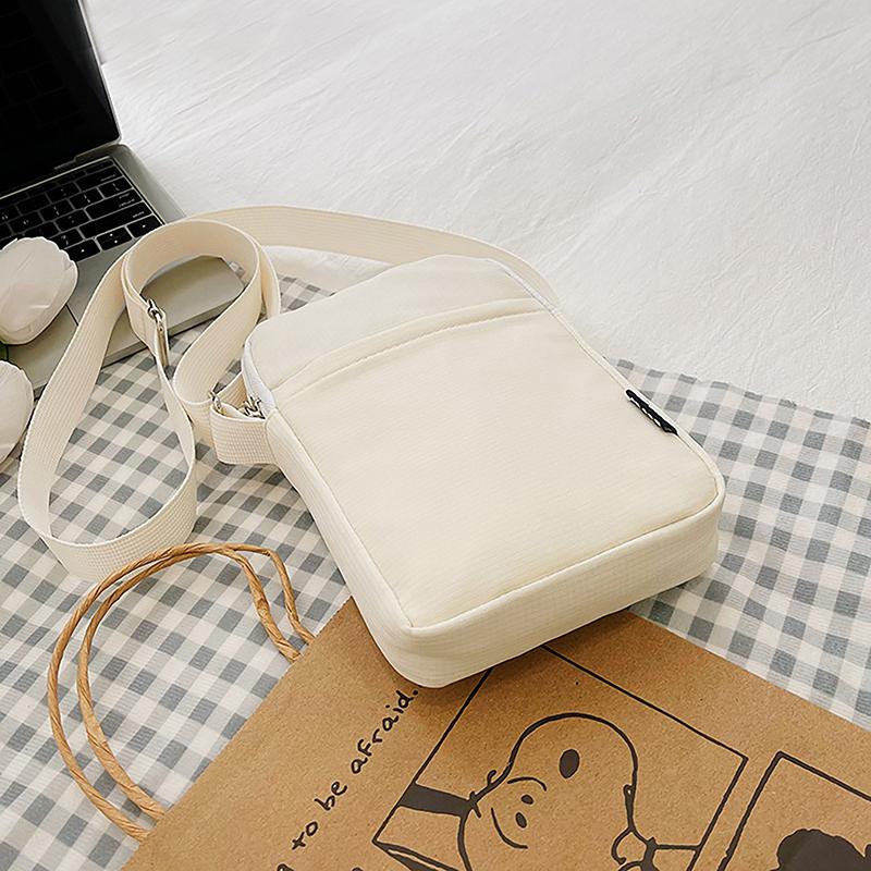 Simple Trendy Macaron Solid Color Shoulder Crossbody Canvas Bag Versatile  Zero Wallet Samll Square Phone Bags For Girls