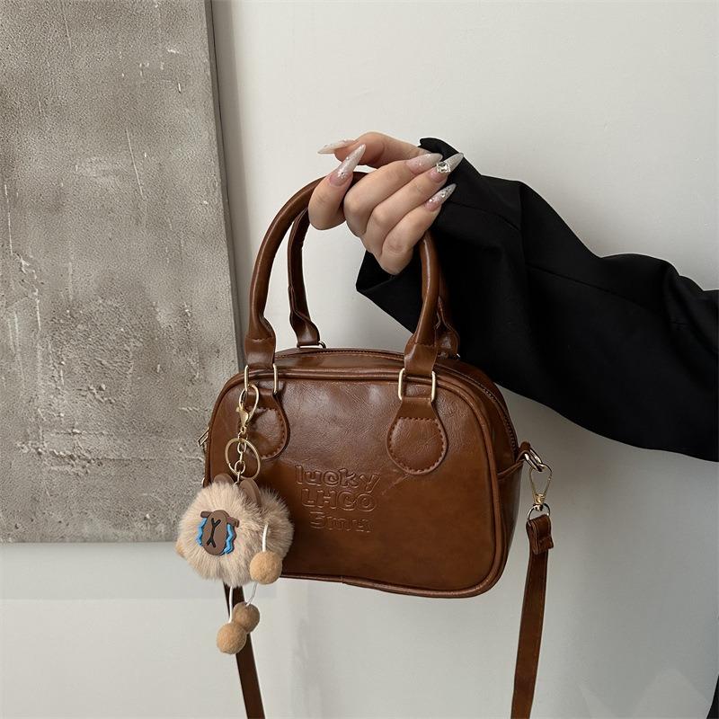 Textured Oil Wax Leather Retro New Lock Autumn and Winter Large Capacity Fashion Portable Messenger Small Square Bag Women
