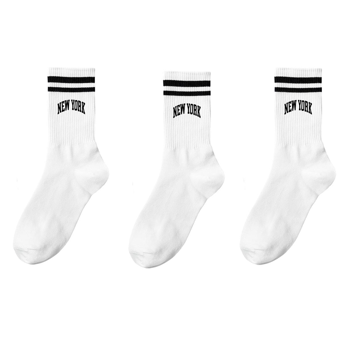 

3/5/10/20 пар женских носков до щиколотки, белые носки, надпись и полоски Нью-Йорк , удобные, дышащие, влагоотводящие One Size