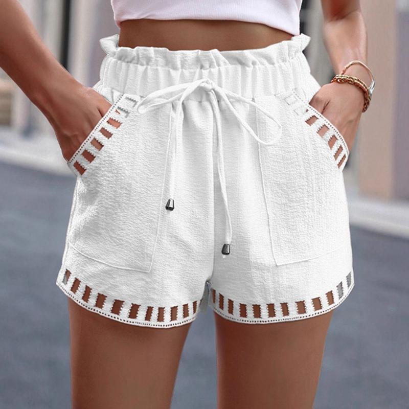 Women's Solid Color Casual Shorts Summer Lace-up Shorts