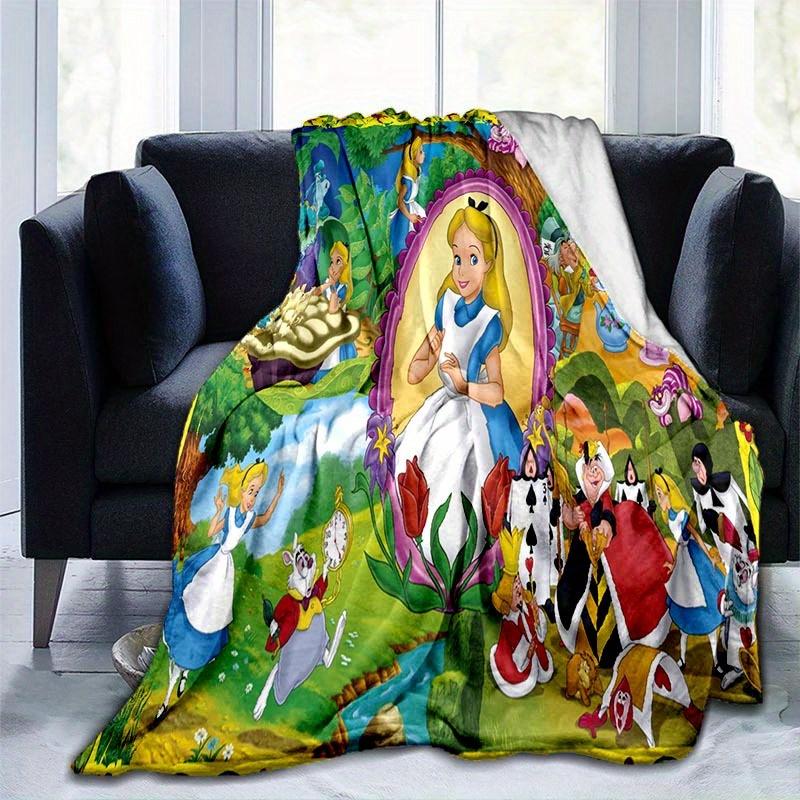 

1pc Alice in Wonderland Printing Blanket Soft, All Season Throw for Living Room, Bedroom,Personalized Gift with Adorable Cartoon Design 80cmx120cm(31inx47in)