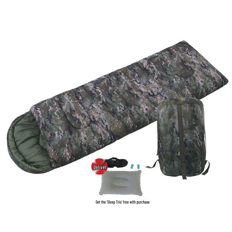 A1R Camouflage Warm Thick Sleeping Bag for Adult Camping, Travel, Outdoor, and Construction Site Napping.
