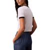 Calvin Klein Short Soft Breathable Round Neck Short Sleeve T-Shirt Women Tops Bright-White Blue 47B808G-111