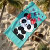 Cute-style bow tie panda polyester microfiber beach towel is highly absorbent, suitable for swimming and beach outings
