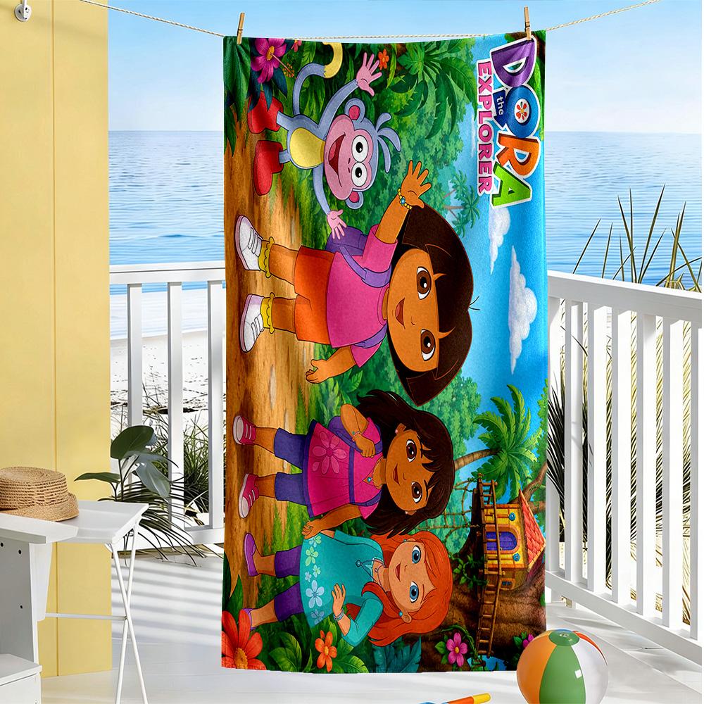 Dora Explorer Beach Towel Super Soft & Absorbent Comfortable Lightweight Perfect for Traveling Yoga Camping and Swimming
