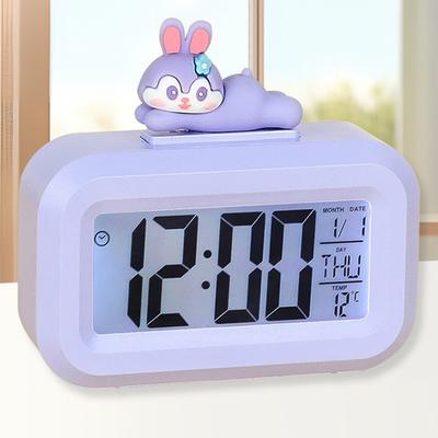 LED Alarm Clock Battery Powered Cartoon Music Watch For Studying Time Management Reminder Temperature Date Desktop Alarm Clock