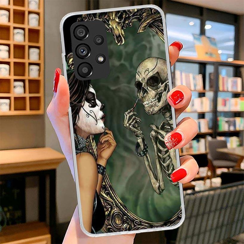 Catrina Beautiful Rose Girl Skull Phone Case For Samsung Galaxy A17 A37 A57 A16 A26 A36 A56 A15 A25 A35 A55 A14 A24 A34 A54 A13