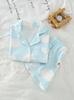 Girls Cloud Print Pajama Set, Soft Button-Down Short Sleeve Sleepwear, Cute Loungewear for 4-7 Years