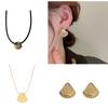 Simple Metal Shells Pendant Necklace Earrings Sweet Cool Collar Necklace Choker Neck Chain Y2K Earrings Fashion Jewelry