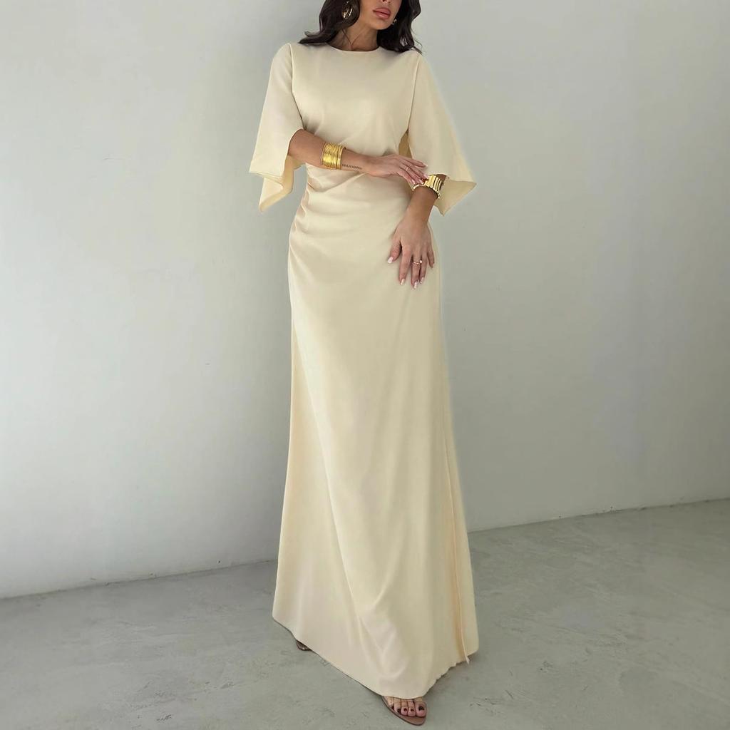 European and American Women's Clothing New Fashionable and Sexy Slim and Thin Split-ended Temperament Dress Long Dress