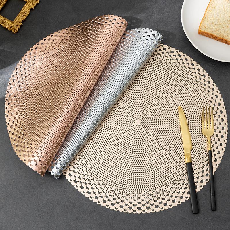 PVC Western-Style Placemat Hollow Heat Proof Mat Dining Table Cushion Coaster Placemat Hotel Restaurant Table Cloth Placemat
