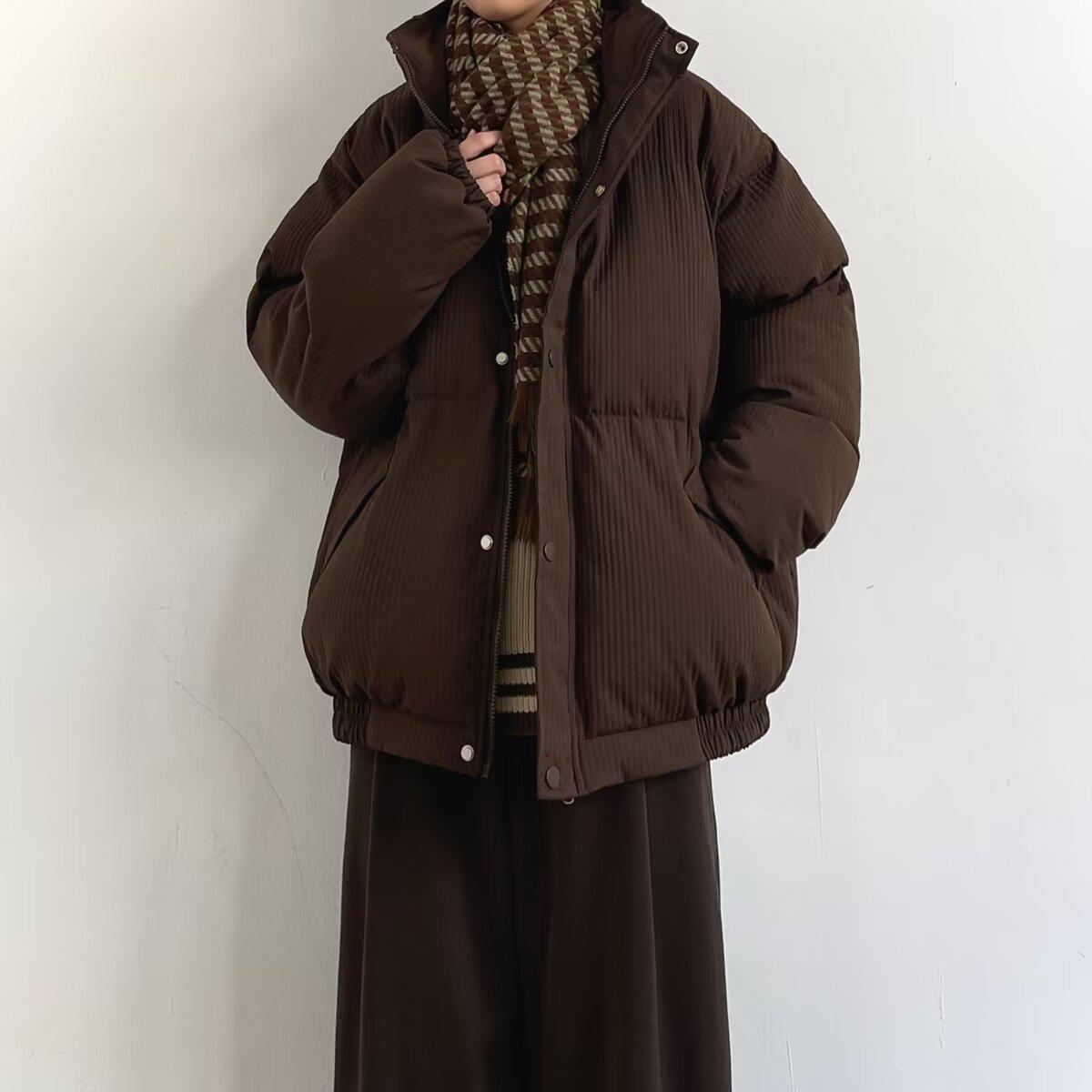 

Unisex Thickened Warm Japanese Retro Stripe Jacket Large