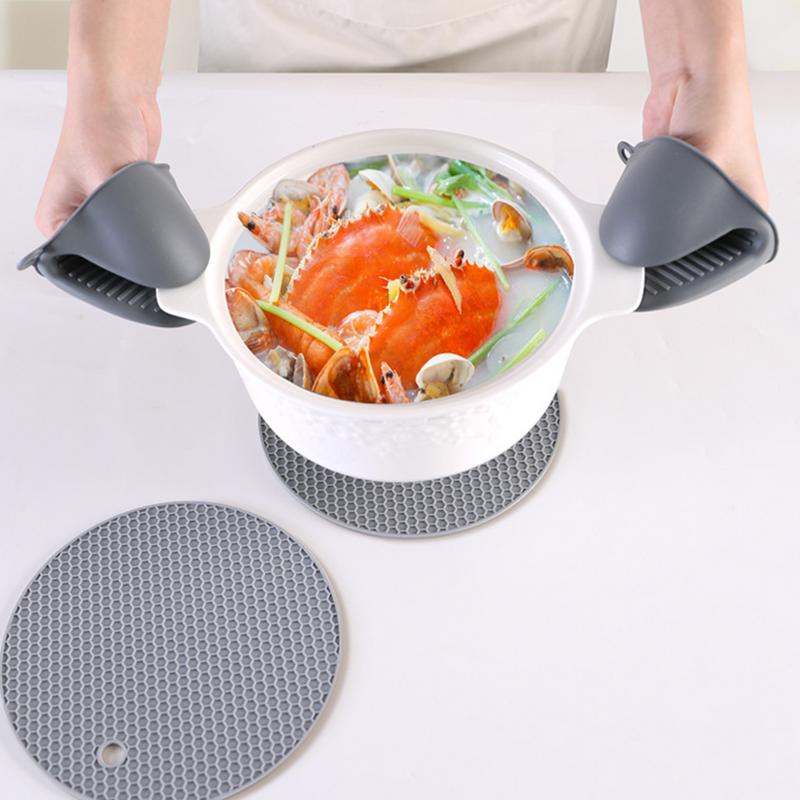 Topflappen und Topfuntersetzer Set Küchenofenhandschuh Hochhitzebeständig Extra Lange Ofenhandschuhe und Topflappen