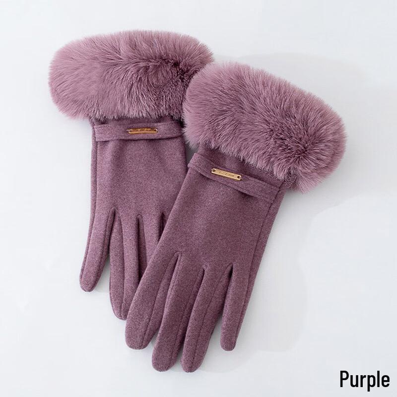 Three Dolphins Women's Winter Rabbit Fur Cycling Gloves