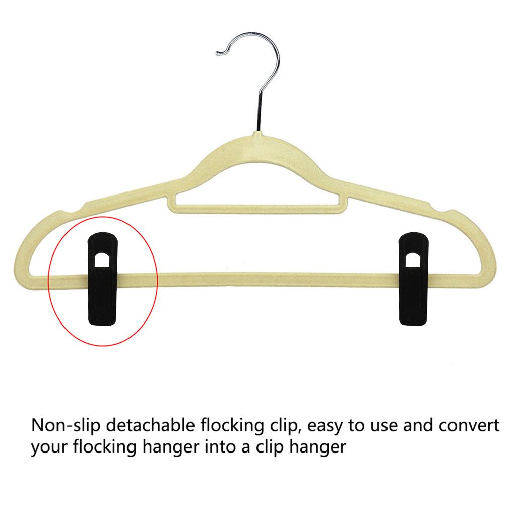 Hanger Clips Strong Finger Clips Non-Slip Clothes Hanger Clip Plastic Thin Velvet Hanger For Pants Pants Flocking Hangers