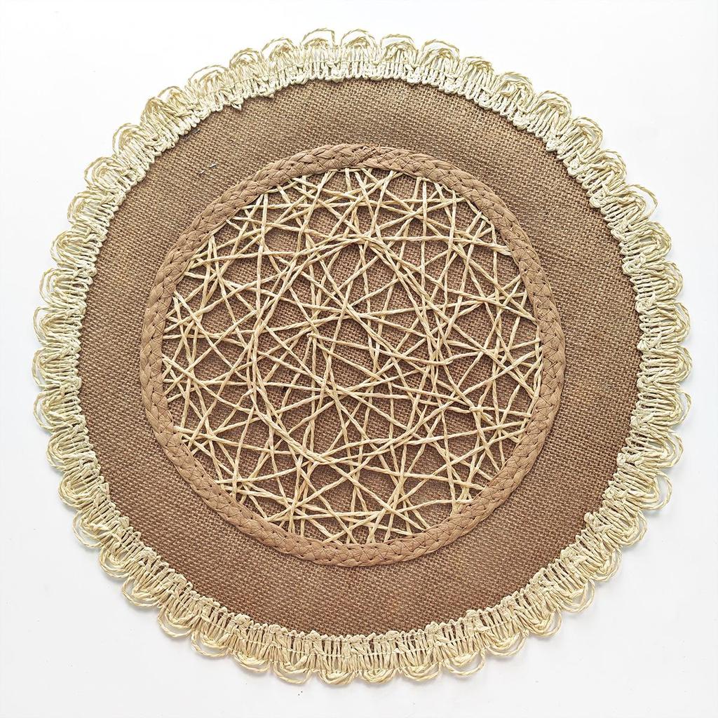 Nordische Jutestoff- und Baumwoll-Web-Tischset - Hitzebeständige Tischdekorationsmatte