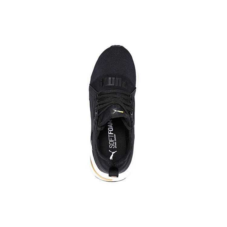PUMA Women's Black Gold Softride Rift Breeze Low Top Casual Shoes 195068-01