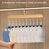 Multifunctional Wooden Garment Hanger 10 Adjustable Clip For Space Saving Vertical Organization Of Hats And Clothes