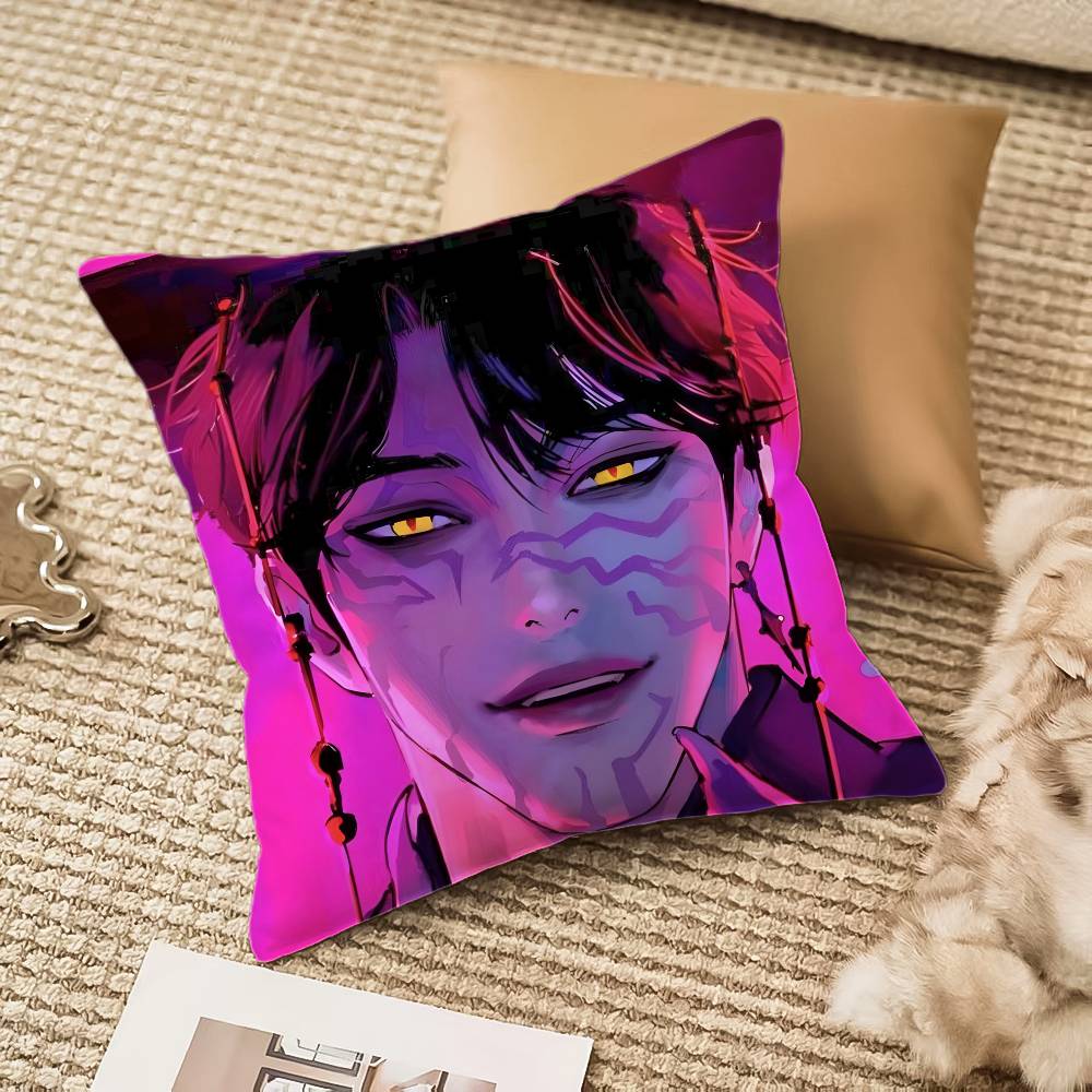 Cool K-Kpop D-Demon-hunterS Pillow Case Silky Short Plush With Invisible Zipper Dustproof Sofa Cushion Cover