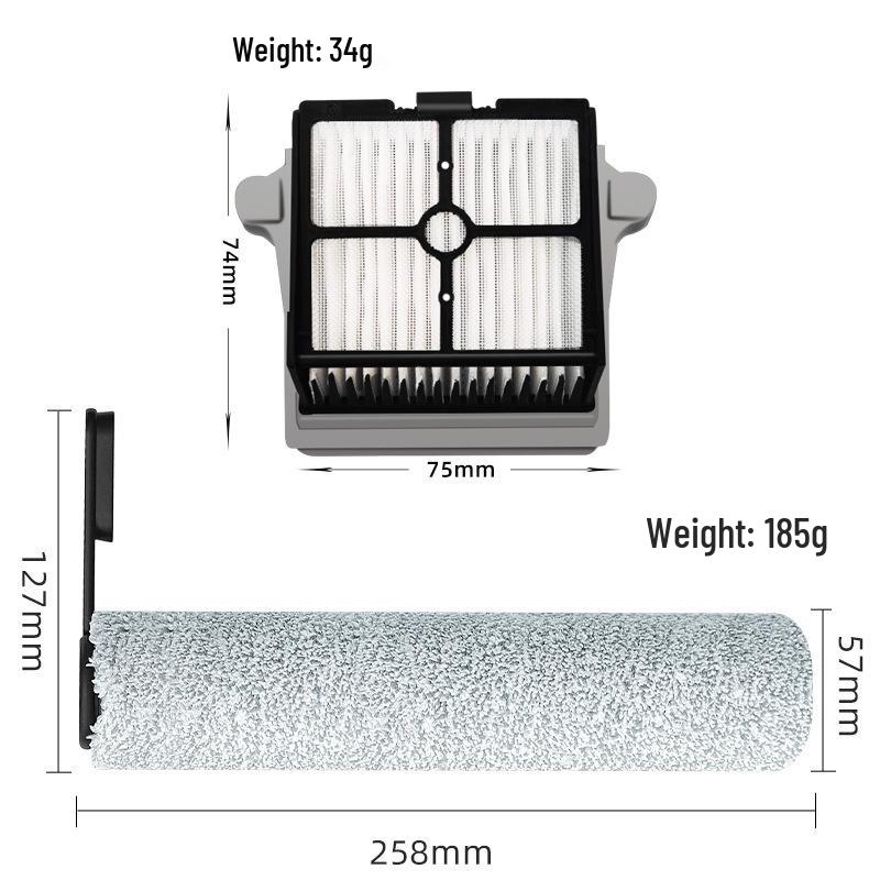 Compatible Accessories for Tineco Floor One 3.0/2.0 Pro: LCD Roller Brush, Main Brush, Filter Core