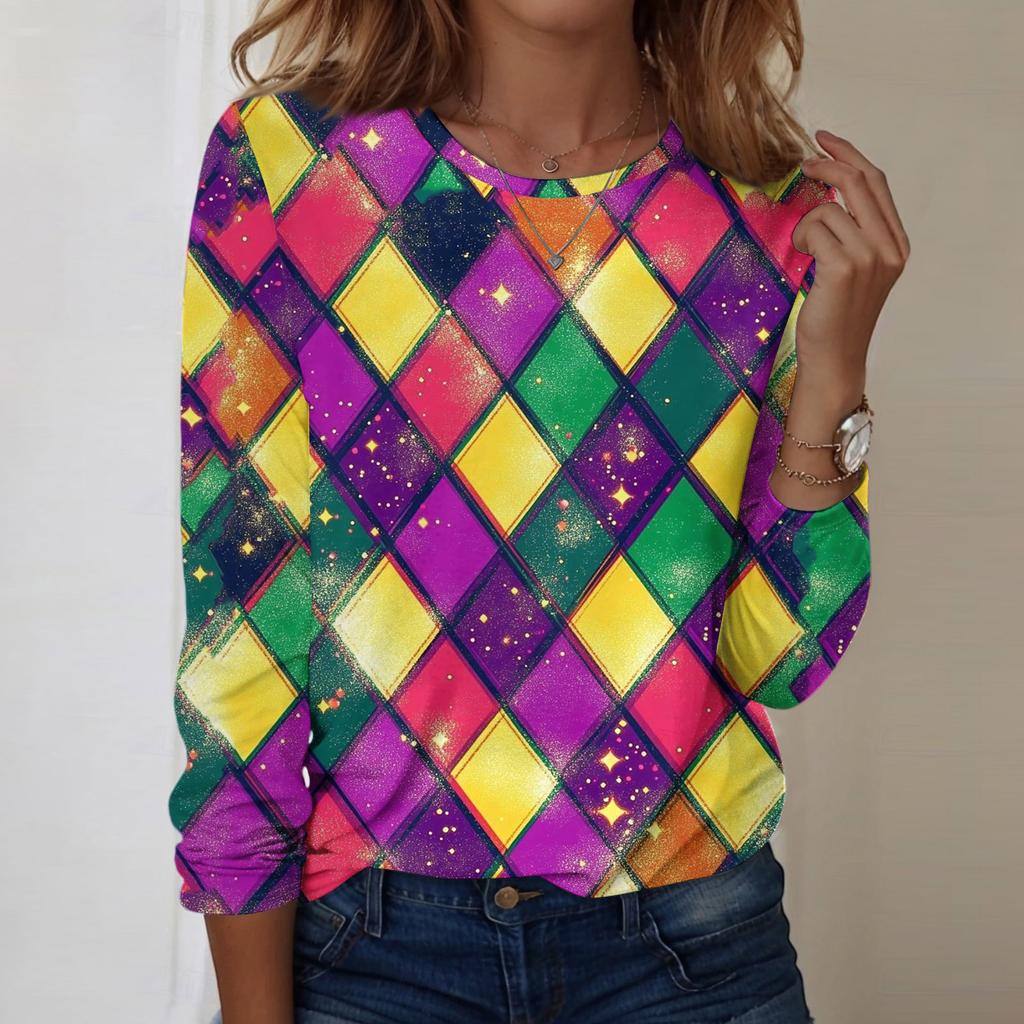 Long Sleeve Shirts For Women Cute Print Graphic Tees Blouses Casual Plus Size Basic Tops Pullover