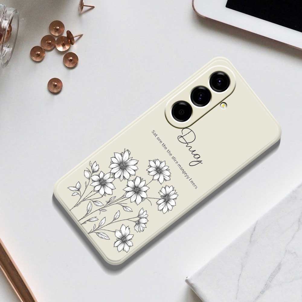 For Samsung Galaxy A56 5G Case Sketch Flowers Pattern Printing Straight Edge TPU Phone Back Cover