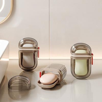 Boîte à Savon de Voyage Portable Mini Plateau à Savon Anti-fuite Transparent Ménage Salle de Bain Égouttoir Scellé avec Couvercle Boîte de Rangement