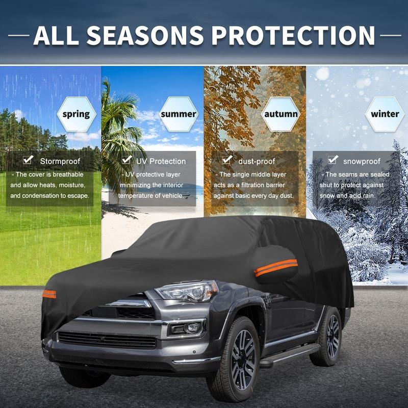 Motoforti Waterproof Outdoor Full Car Cover with Zipper for Fiat 500X 2015- Black