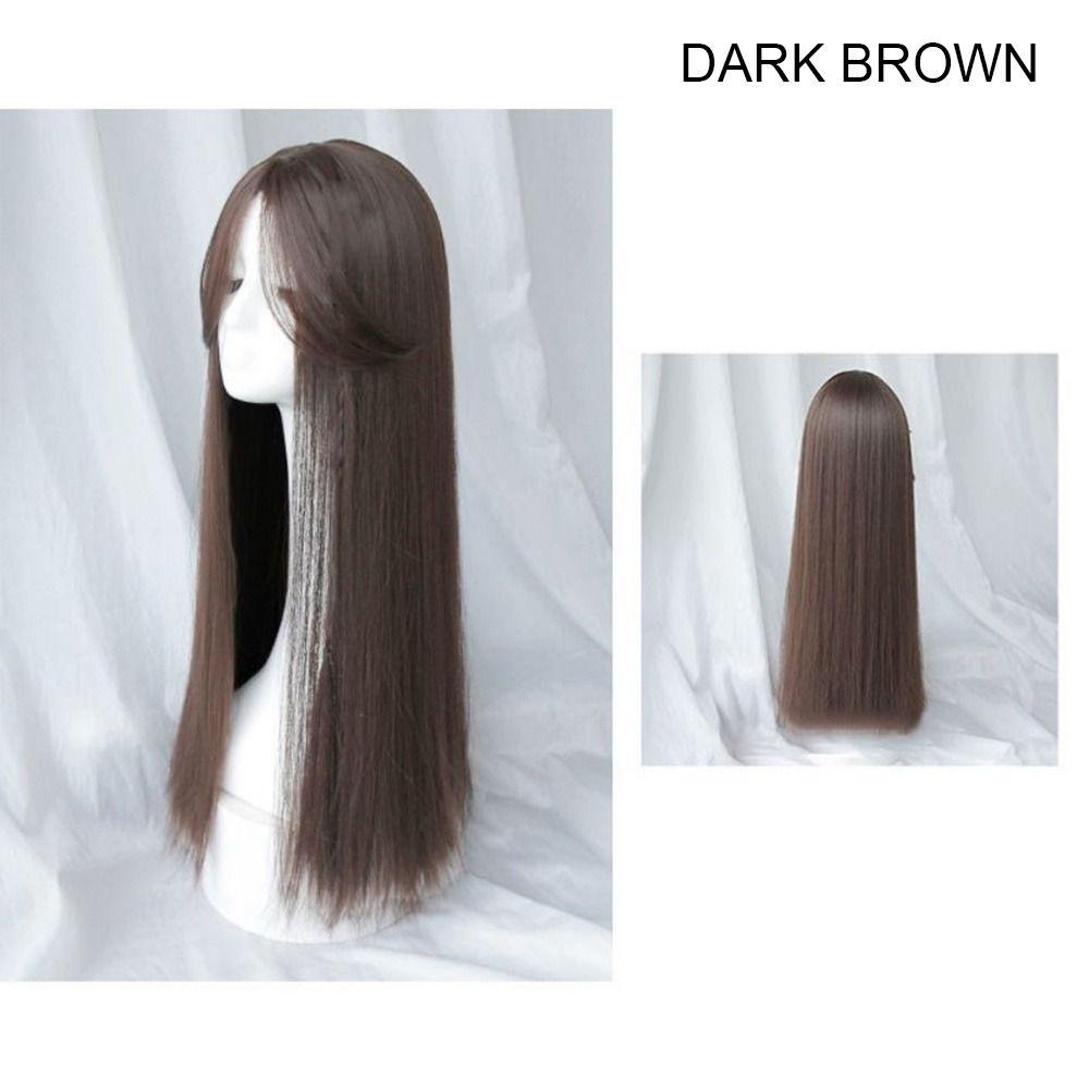 

Wig Female Black Eight-letter Liu Haichang Straight Hair Wig Band With Middle Point For Daily Wear Of Full-length Wig темно-коричневого