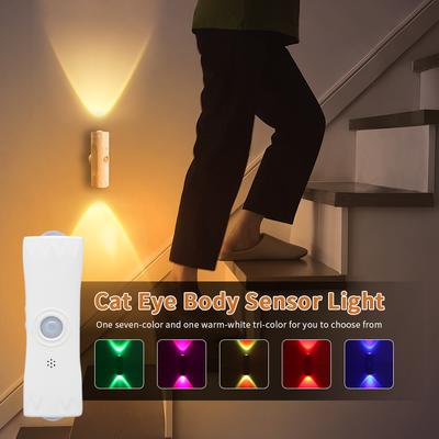 1/2/4pcs LED Intelligent Light,Simple White Design, USB Rechargeable, Two-Head Dimmable Wall-Mounted Motion Sensor Light, Bedsid