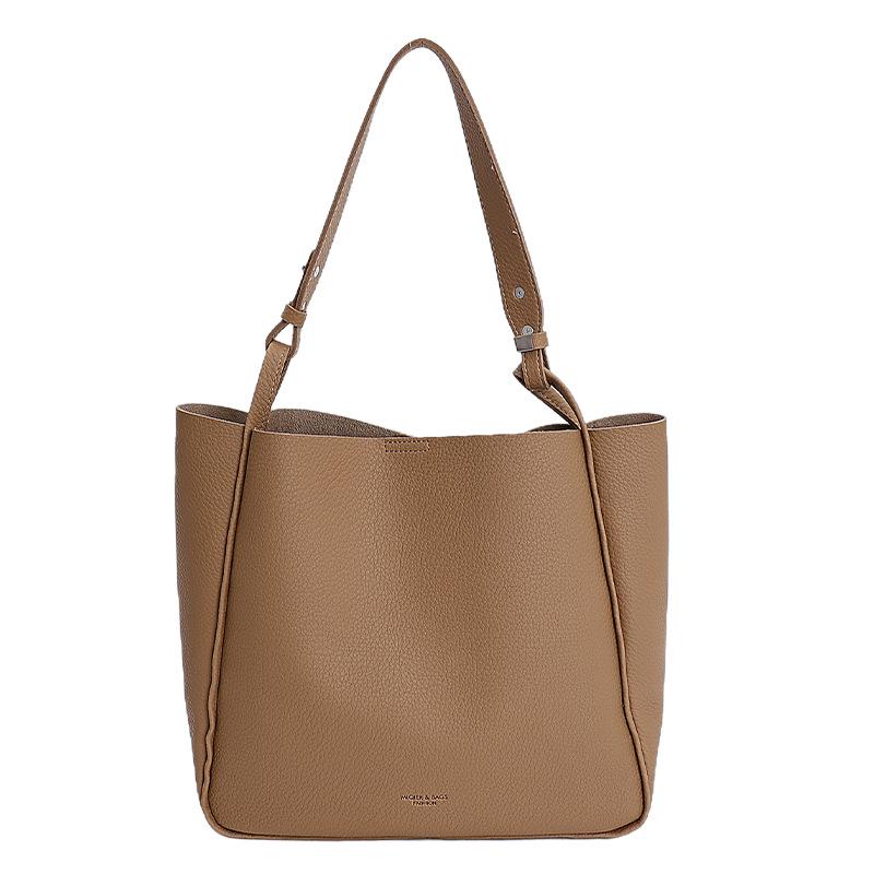 

Lychee Pattern Soft Leather Large Tote Bag: Women s Casual Handbag & Shoulder Bag