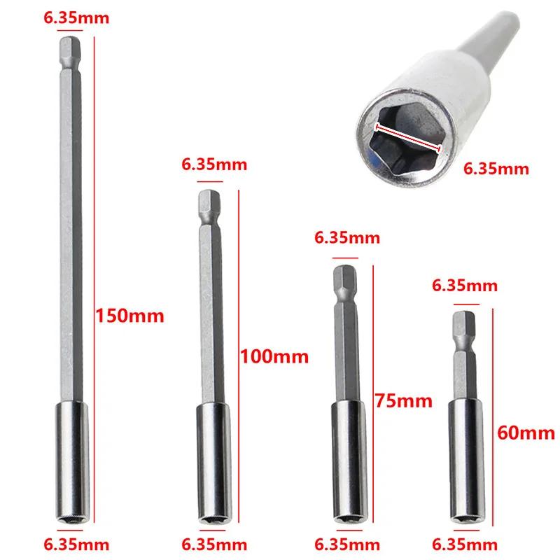 1/4" 60/75/100/150 mm Hexagon Magnetic Sockets Screw Drill Bits Extension Quick Change Shank Long Handle Screwdriver Tip Holder
