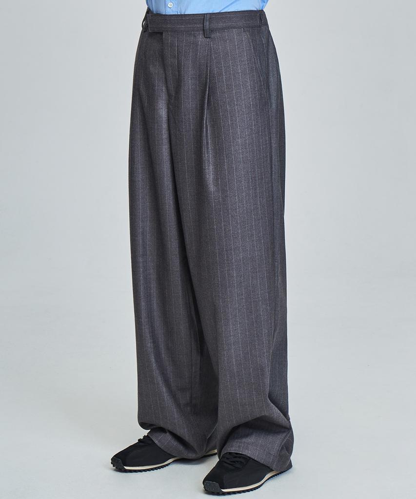 PRAIRIE Striped Wide Slacks (Gray)