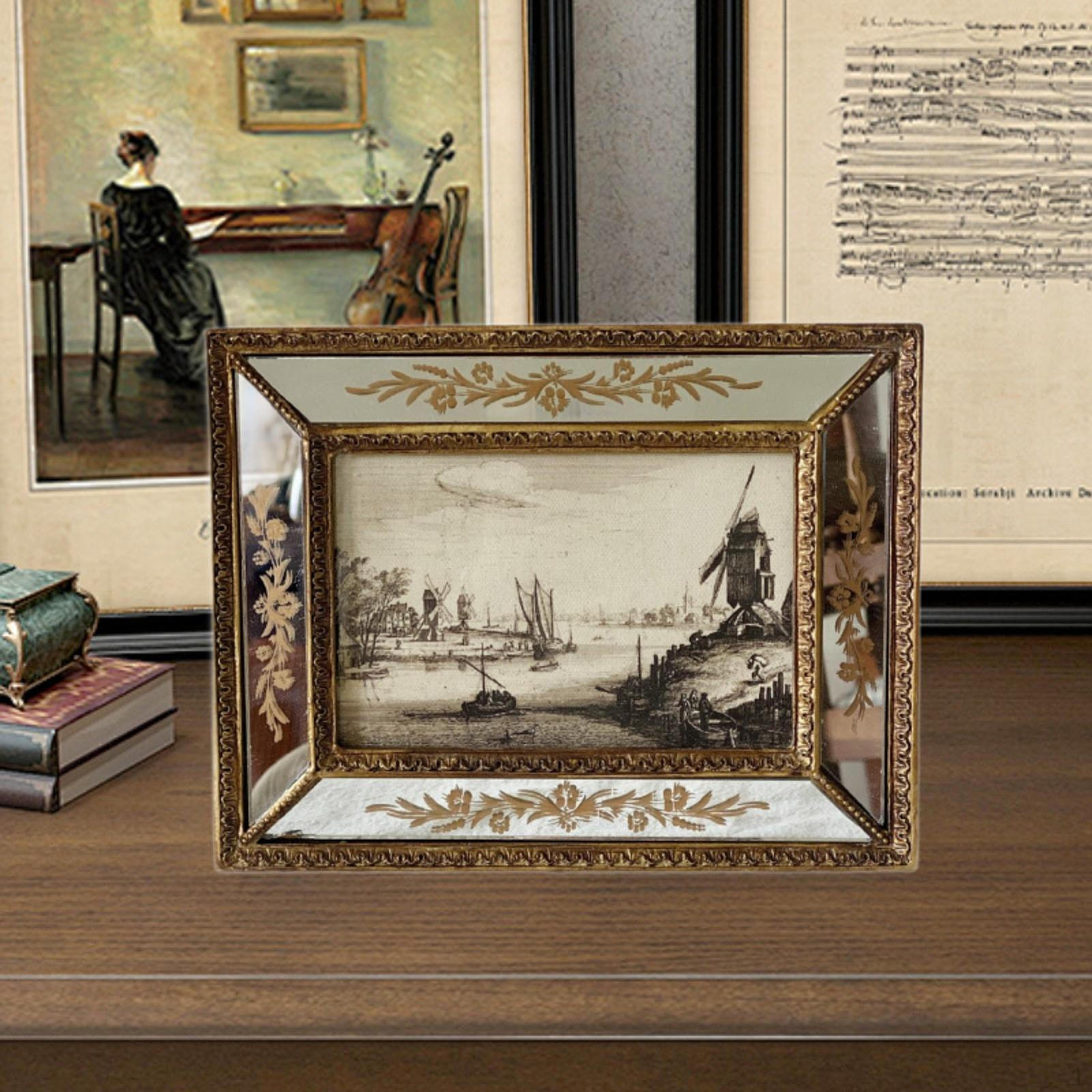 

Декоративная рамка для фотографий, зеркальное настенное искусство, держатель для дисплея в деревенском стиле 6inch