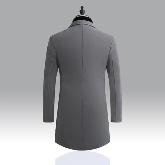 Autumn Men Trench Coat Solid Color Single Breasted Slim Fit Windproof Mid-length